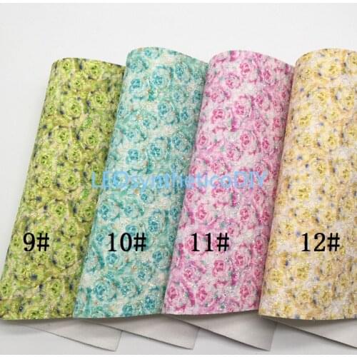 1PC 21X29CM Lace Glitter Fabric, Rose Printed Glitter Leather with Felt Backing For Making Bows LEOsyntheticoDIY 4S05