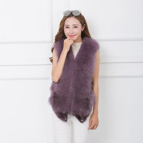100% Natural Fox Fur Vest Luxury Womens Vest Waistcoat Real Fur Coat Female Jacket Winter Sleeveless Outerwear WYQ830
