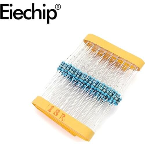 100pcs/lot 1/4W 1% Metal film resistor 18R 0.25W resistance 18 ohm Throught Hole