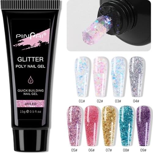 15ml Poly Nail Gel For Nail Extension Finger Quick Building Gel 10 Colors Polygels Extensions Acrylic Gel Polish Nail Art