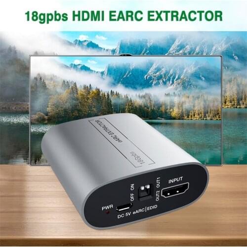 18Gbps HDMI-compatible Audio Extractor eARC HDMI-compatible 4K Splitter Adapter HDMI-compatible To Audio Extractor For HDTV