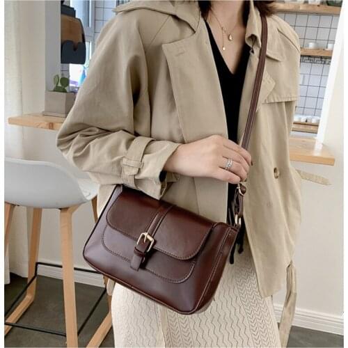 2021 Fashion Women Crossbody Shoulder Bags Retro All Match Messager Bag Solid Leather Single Belt Designer Shopping Bags Sac A
