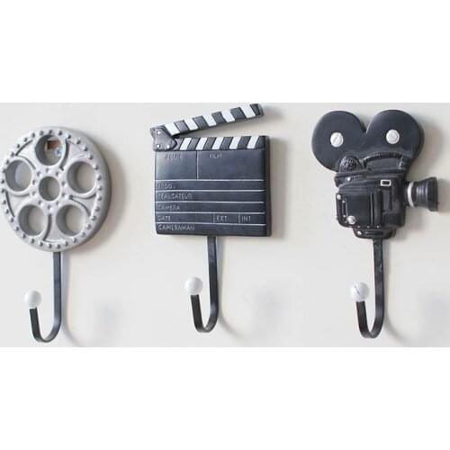 3pcs/lot Tape Film Equipment design Wall Hook Iron Coat Hanger Hand-painted Resin Hook High Quality Key Hanger Home Decoration