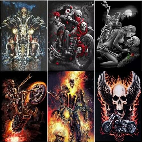 Diy 5d Full Diamond Painting Embroidery Character Square Round Diamond Horror Skull Man Mosaic Furniture Decoration Hobby Gift