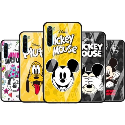 Lovely Disney Mickey for Xiaomi Redmi K40 K30 K20 Pro Plus 9C 9A 9 8A 7 Luxury Shell Tempered Glass Phone Case Cover