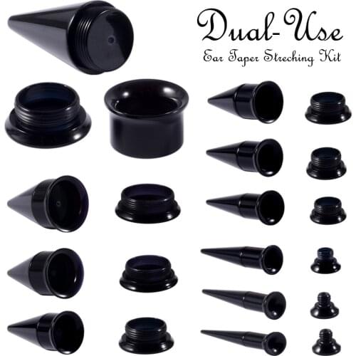 CHUANCI 1 Pair 316L Surgical Steel/Acrylic Ear Taper Tunnel Gauge Kit 2 in 1 Ear Expander Stretching Kit Body Piercing Jewelry