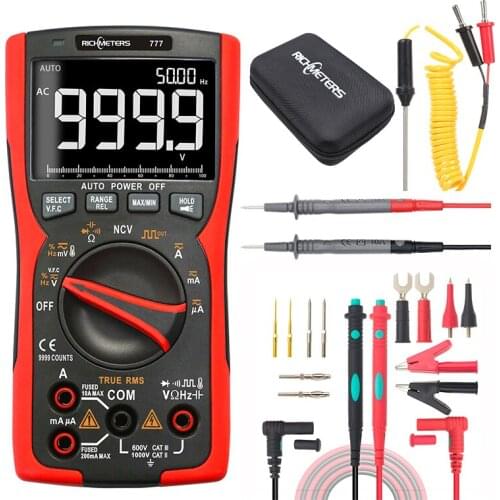 Digital Multimeter 9999 True RMS Analog Tester Multimetro Transistor Capacitor NCV ACDC Test lead alligator clip suite