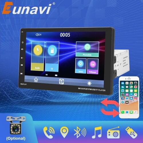 Eunavi 1Din Car MP5 MP5 Multimedia Player 9 inch HD Touch Screen Support Mirrorlink Rear View AUX USB SD Bluetooth radio