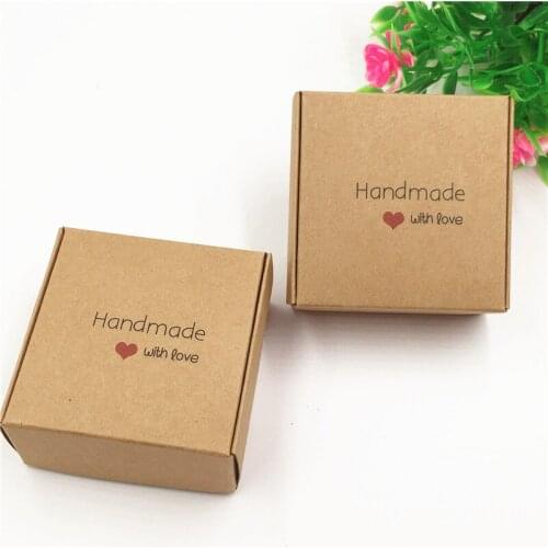 30pcs 6.5x6.5x3cm exquisite jewelry accessories storage gift box vintage kraft souvenir packing carton wrapping supplies