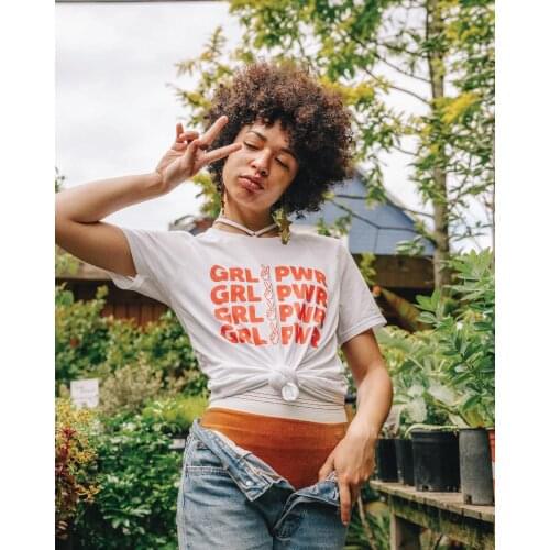 Summer Short Sleeve Tumblr Hipster Tee Girl Power Victory Orange Letter T-Shirt Ladies Feminist Graphic Slogan Tops Drop Ship