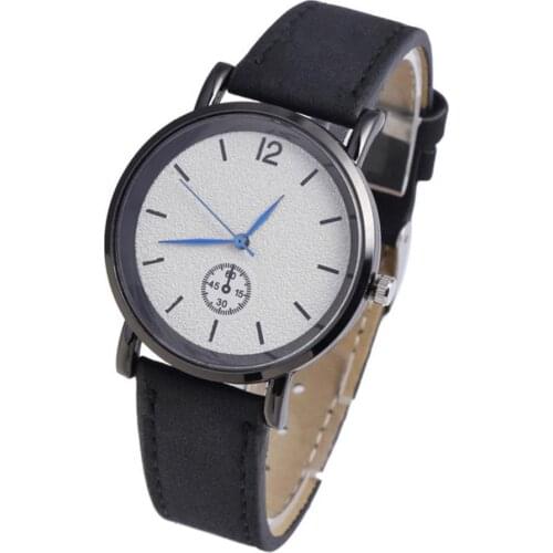 40%HOT Simple Faux Leather Strap Men Women Round Case Quartz Analog Wrist Watch Gift