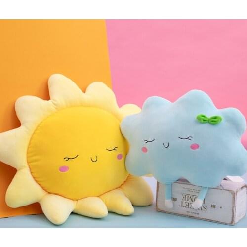 Cute Sun Cloud Plush Pillow Stuffed Soft Creative Plush Sun Cloud Toy Car Pillow Home Decor Kids Toys