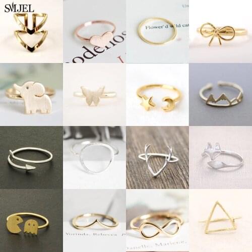 SMJEL Fashion Vintage Punk Rings Arrow Moon Star Infinite Antler Rings for Women Jewelry Anel Femme Kids Christmas Gift