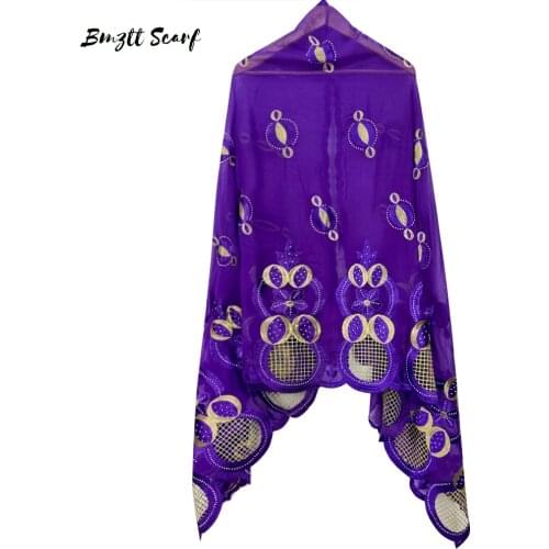 Muslim Fashion Embroidered Cotton Scarves Shawl African Women Fashion Wrapped Head Scarf Prayer Ramadan Shawl 200*100cm BF-244