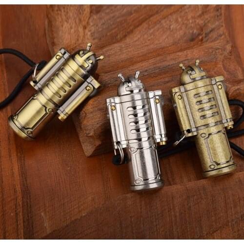 NEW2020 Dolphin alien vintage grinding wheel flint portable retro nostalgia hanging rope kerosene gasoline oil lighter 5.3CM 32G