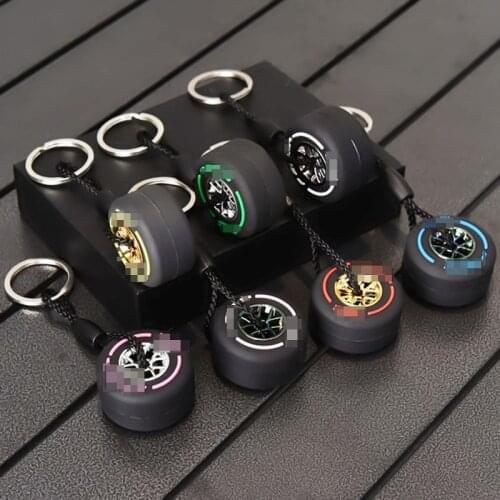 Creative Tire Keychain Wheel Detachable Hub Soft PVC Unisex Car Keychain Ring Mini F1 Racing Tire Keychain llavero llaveros Gift