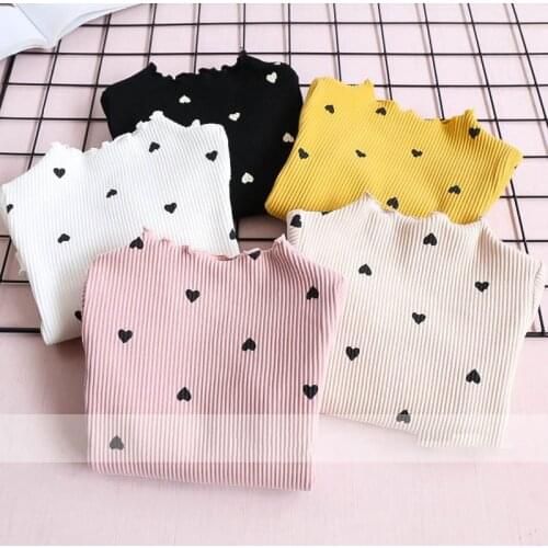 2020Spring Heart Print Cute New Kids Clothes T shirt Children Spring Autumn T-Shirt For Girls Long Sleeve Clothes Cotton Tops