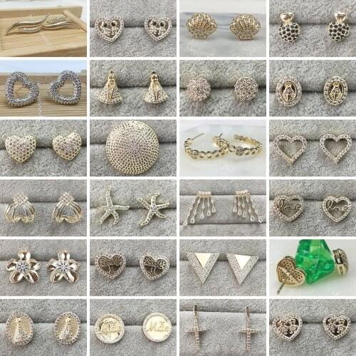 NEW Zircon Clear CZ Champagne Gold Color Earrings Cubic Zirconia Party Jewelry for Women Girls Gift Dropshipping Wholesale