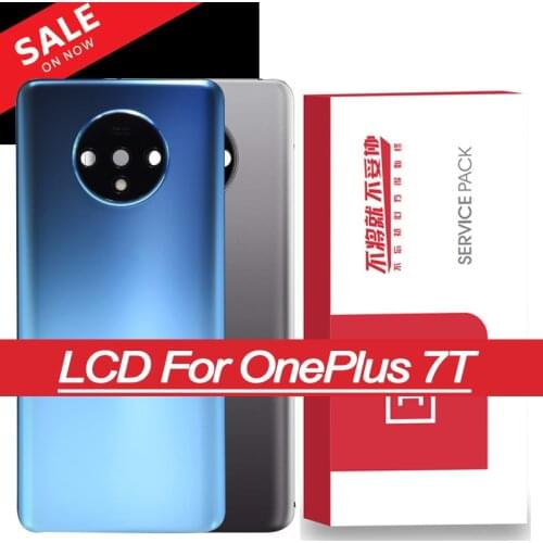 Original 1+7T Back Housing Gray Battery cover for Oneplus 7T Back Battery Cover Glass Lens repair Parts