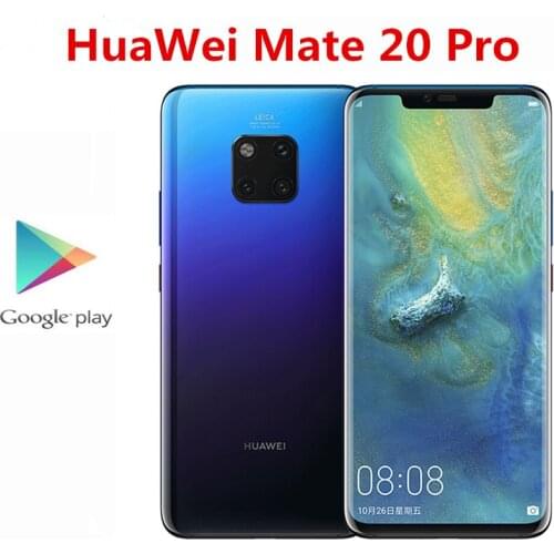 Original HuaWei Mate 20 Pro 4G LTE Mobile Phone 40.0MP+20.0MP+8.0MP+24.0MP Kirin 980 6.39" 3120X1440 8GB RAM 256GB ROM IP68 OTG
