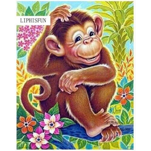 Diy Diamond Painting Animals Monkey Needlework 5D Square Diamond Embroidery Cross Stitch Kit Home Decor