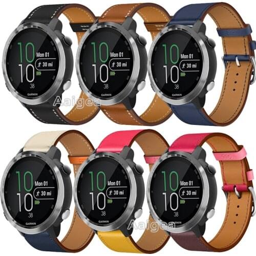 New Genuine Leather Watch Band Strap for Garmin Forerunner 645 Music Colorful Replacement Wrist band strap for 20mm Smart Watch