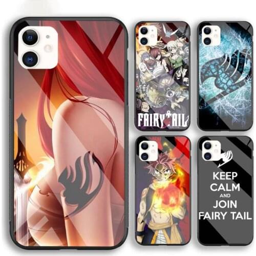 Fairy Tail Sign Anime Silicone Phone Case For Iphone 6 6s 7 8 Plus XR X XS XSmax 11 12 Pro Mini Max Tempered Glass
