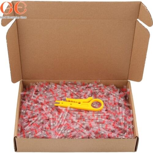 AWG22-18 100/300/500PCS Heat Shrink Soldering Sleeve Insulated Waterproof Electrical Butt Splice Wire Butt Connectors Terminals