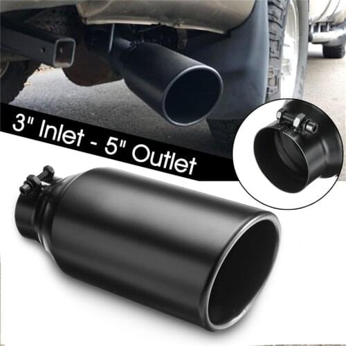 Universal Car Exhaust Muffler Tail Pipe 3" Inlet 5" Outlet Exhaust Tip Tail Pipe Rolled End Stainless Steel Angle Cut Tube