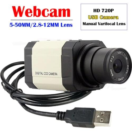 720P PC Webcam USB Camera 1MP Industrial Mini BOX Camera With 5-50MM 2.8-12MM Manual Zoom Varifocal CS Lens