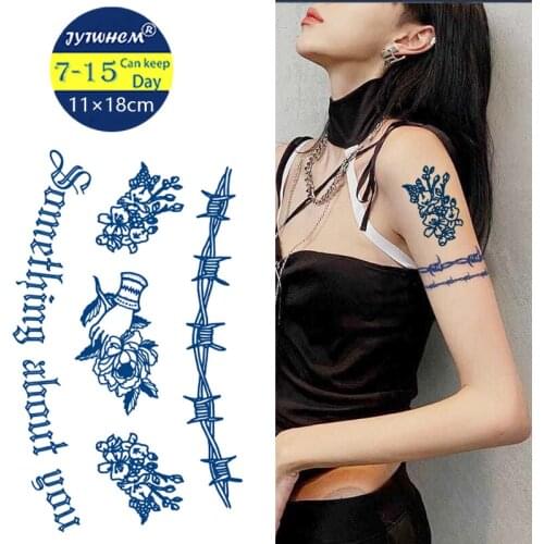 Juice Ink Lasting Waterproof Temporary Tattoo Sticker Thorns Cane Geisha Totem Flash Tattoos Woman Arm Body Art Fake Tatto Male