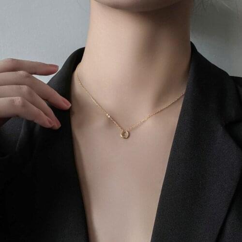 2021 Boom 925 Sterling Silver Geometric Circle Necklace Women Simple Lucky Clavicle Chain Temperament Niche Design Jewelry Gift