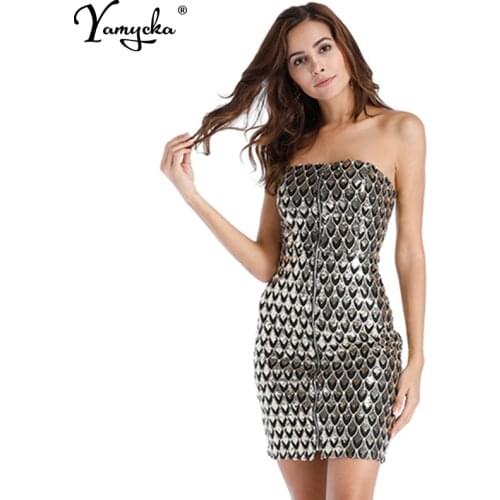 2020 Ladies Sleeveless Off Shoulder Summer Vintage Gold Sequin Dress Women Sexy Mini Club Party Dresses Woman Bodycon Vestidos