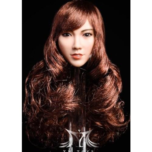 1/6 Female figure Qian Hair transplant Asian beauty YMT021 Brown curly hair head sculpture model for 12 inch action figure body