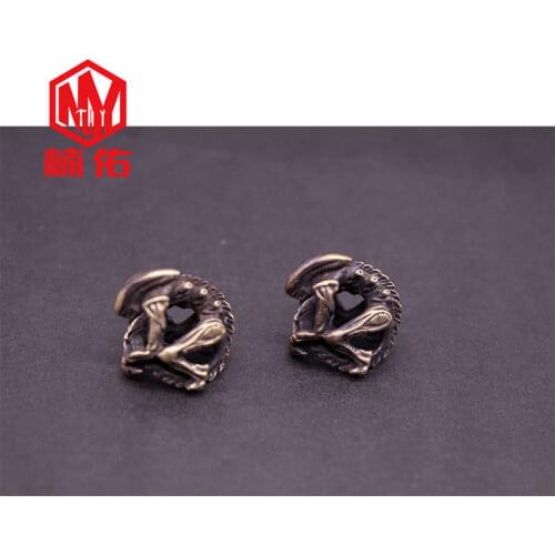 1PC EDC Paracord Beads Alien Retro Brass Copper Oxide Umbrella Rope Cord Lanyard Pendants Knife Beads Keychain Accessories