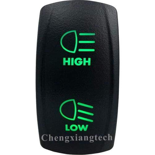 12V 24V Boat Car 7 Pin ON/OFF/ ON DPDT Rocker Toggle Switch- HIGH LOW - Green Led Waterproof IP66 for Carling ARB 4X4 NARVA