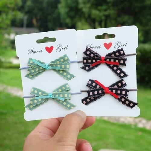2pcs/set Child Color Ribbon Hair Rope Girl Bows Elastic Hair Bands Kid Ponytail Holder Hair Tie Fashion Headwear Hair Accessorie
