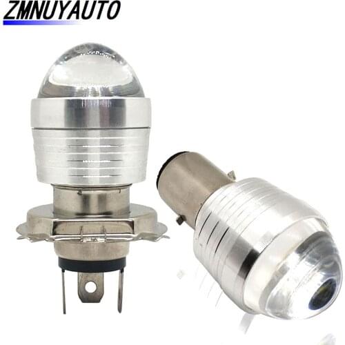 2PCS H6 BA20D Motorcycle Headlight Led H4 Moto Spotlight 12W COB LED Motorbike DRL Light Scooter Flash Strobe White+Red