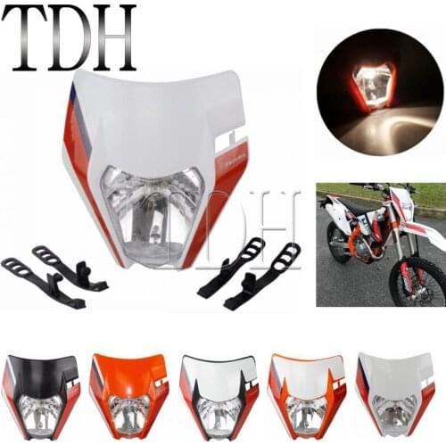 6 Colors Dual Sport Motocross Headlight Dirt Bike Emark Headlamp Mask w/ Sticker for Suzuki EXC XC 300 500 250 690 Enduro
