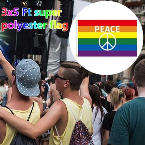 90x150 CM LGBT Gay Pride Rainbow Peace Flag For Decoration Gay LGBT Peace Flag 3x5 FT