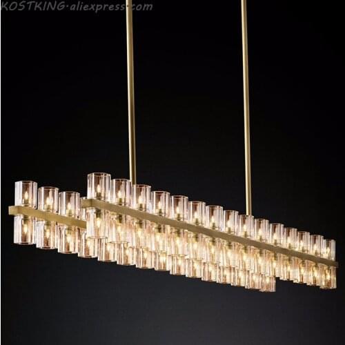 Arcachon Linear Chandelier Lighting Modern Retro Crystal Chandelier Pendant Hanging Light Restaurant Lighting