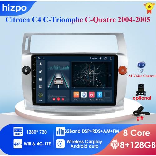 Android 10 4G 2Din Car Radio For Citroen C4 C-Triomphe C-Quatre 2004-2014 Multimedia Video ips Split Screen player RDS DSP GPS