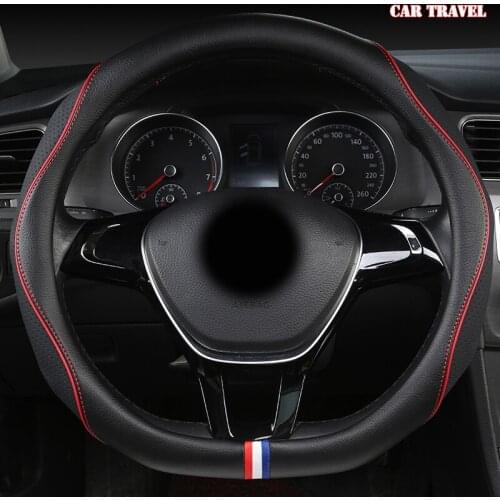CAR TRAVEL Leather Car Steering Wheel Cover For Ford Focus 2 3 MK2 Fiesta Fusion Mondeo MK4 Kuga Ranger F150