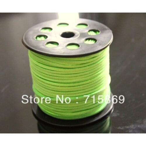 Free Shipping 3MM*1.5MM 100 YARD Neon Green Faux Suede Leather Cord Flat Leather Cord for DIY Necklace and Bracelets
