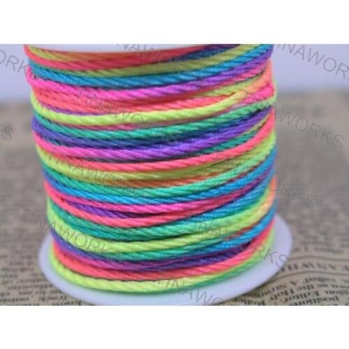 FREE SHIPPING 45Yard Neon/Rainbow Color of Size 1.5mm Chinese Braid Cord for Necklace Bracelet Beading Cord