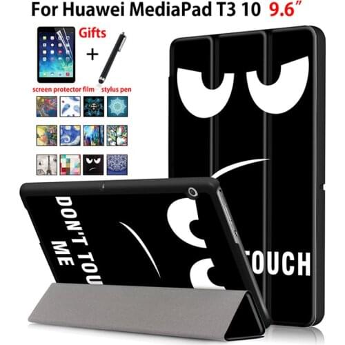Case For Huawei MediaPad T3 10 AGS-W09 AGS-L09 AGS-L03 9.6" Cover Funda Tablet for Honor Play Pad 2 9.6 Slim Flip Case+Film+Pen