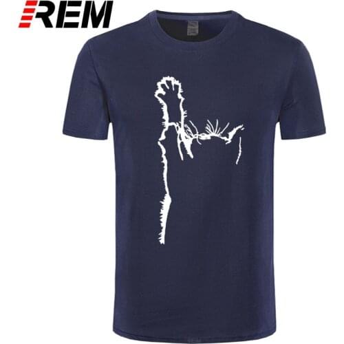 Men T Shirt Casual Loose Men Tshirt O-neck Knitted T-shirt Male Men Tee Shirt Print Lovely Top Quality 100% Cotton Short REM Cat