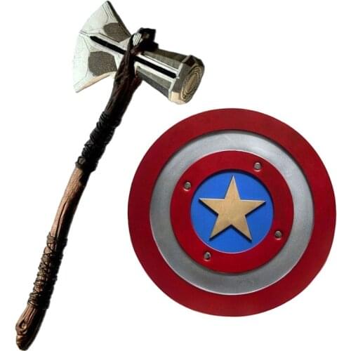 73cm 's Thunder Hammer Axe Toys Cosplay props Super hero Shield PU&Foam Kids Gift Safety Toy