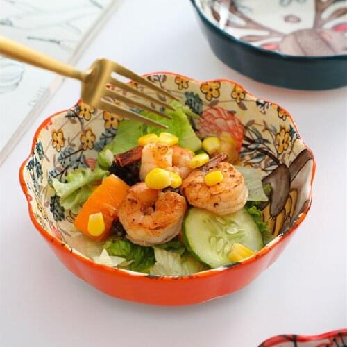 Ceramic Salad Bowl Forest Animal Design Porcelain Soup Bowls Children Kitcehn Rice Dessert Snack Mixing Bowl Kitchen Supplies