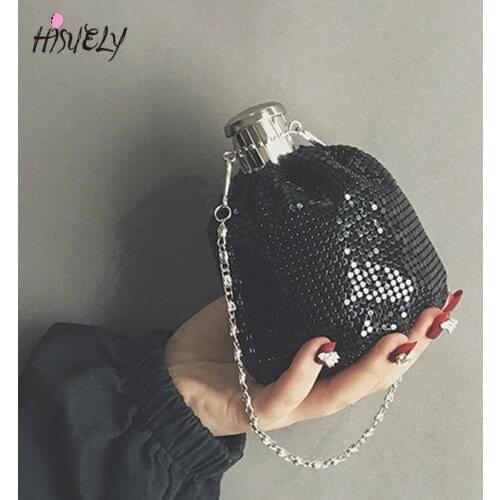 HISUELY Hot Sale New Women PU Leather Handbags Fashion Designer Black Bucket Shoulder Bags Messenger Bag High Quality BG522 Q4